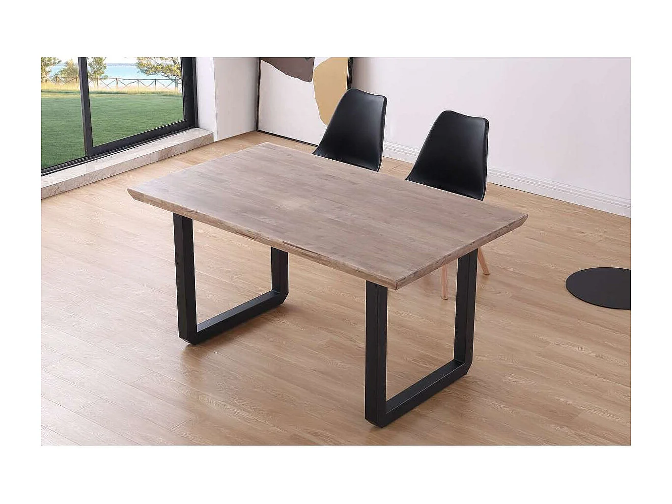 Mesa de comedor fija Roma Roble Honey/Negro 77 cm(alto)150 cm(ancho)90 cm(largo)