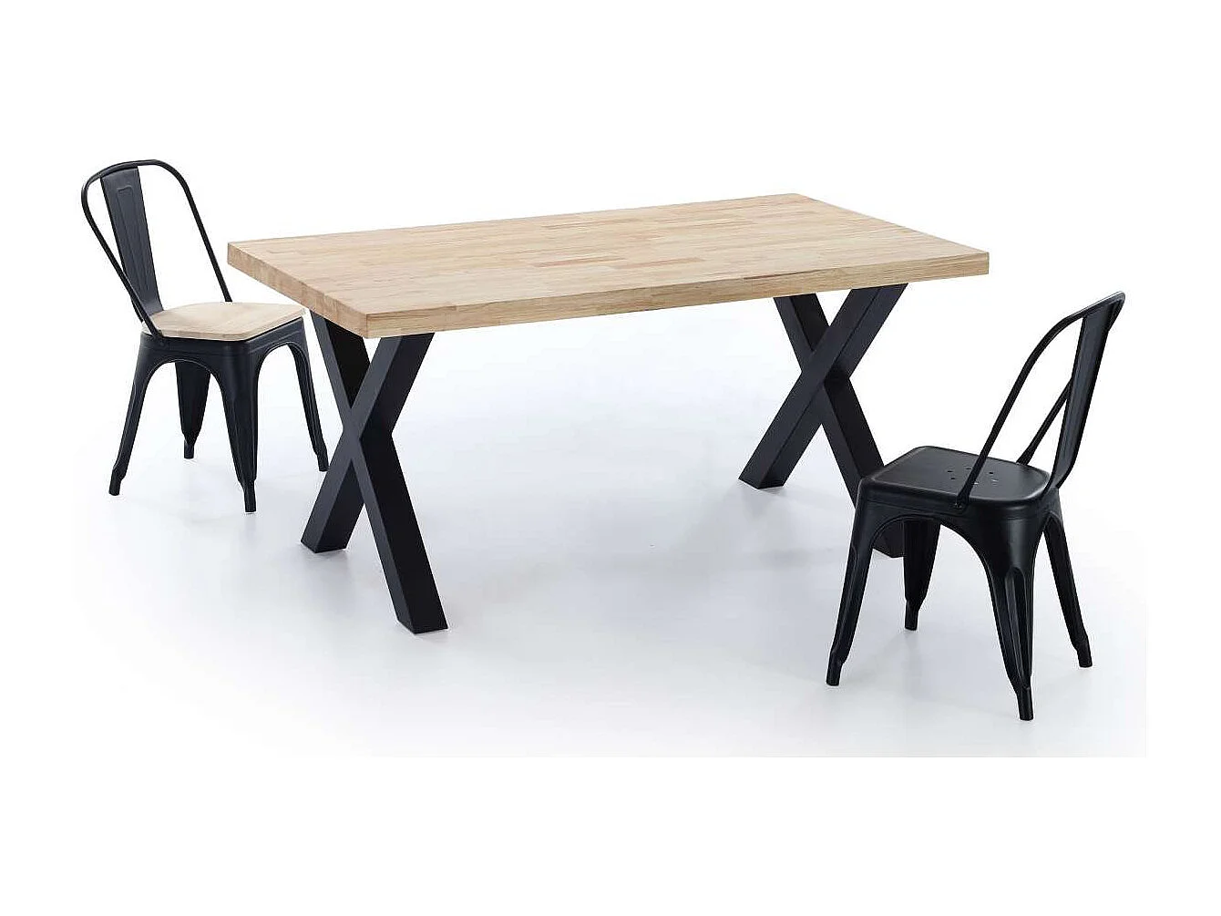 Mesa salon fija X-Loft-160 acabado roble nordish/negro, 76 cm(alto)160 cm(ancho)90 cm(larg