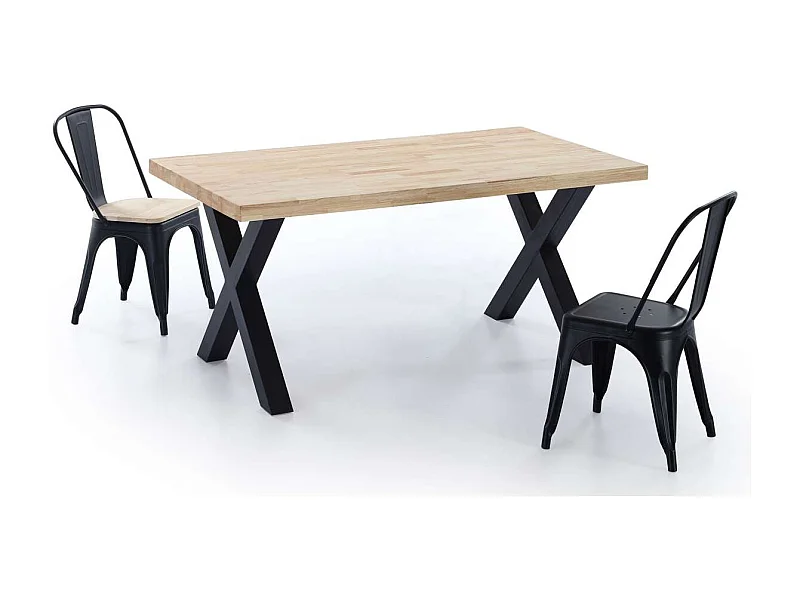Mesa salon fija X-Loft-160 acabado roble nordish/negro, 76 cm(alto)160 cm(ancho)90 cm(larg