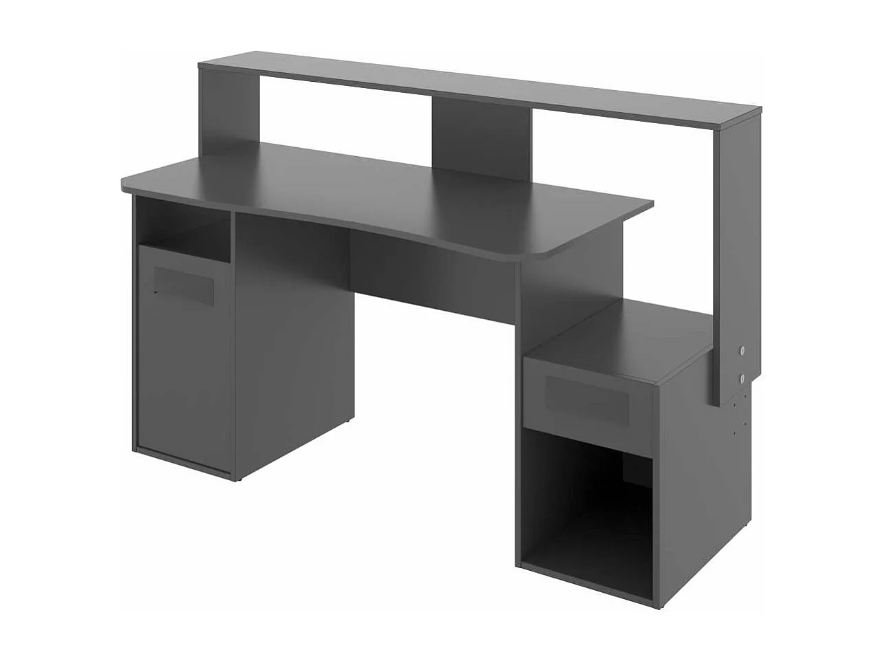 Escritorio gaming Fosk acabado grafito 84/97 cm(alto)153,5 cm(ancho)62/69 cm(fondo)