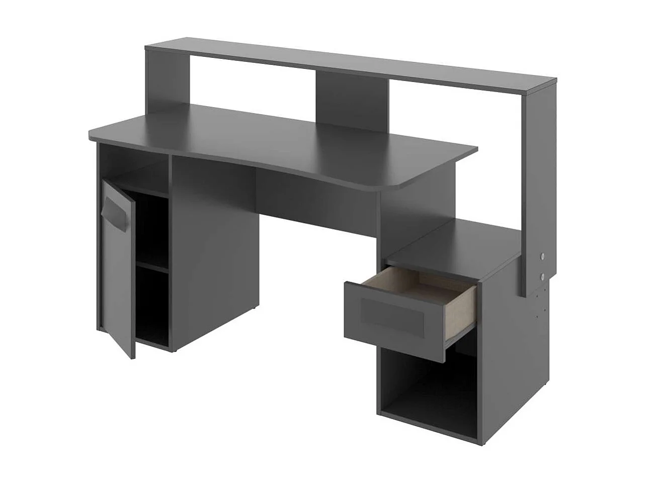 Escritorio gaming Fosk acabado grafito 84/97 cm(alto)153,5 cm(ancho)62/69 cm(fondo)