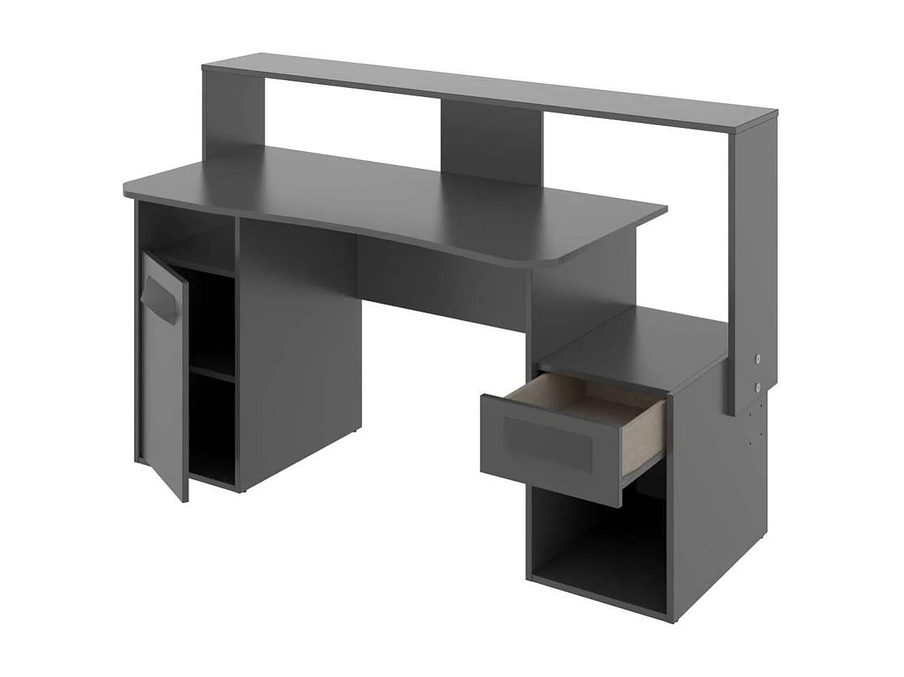 Escritorio gaming Fosk acabado grafito 84/97 cm(alto)153,5 cm(ancho)62/69 cm(fondo)