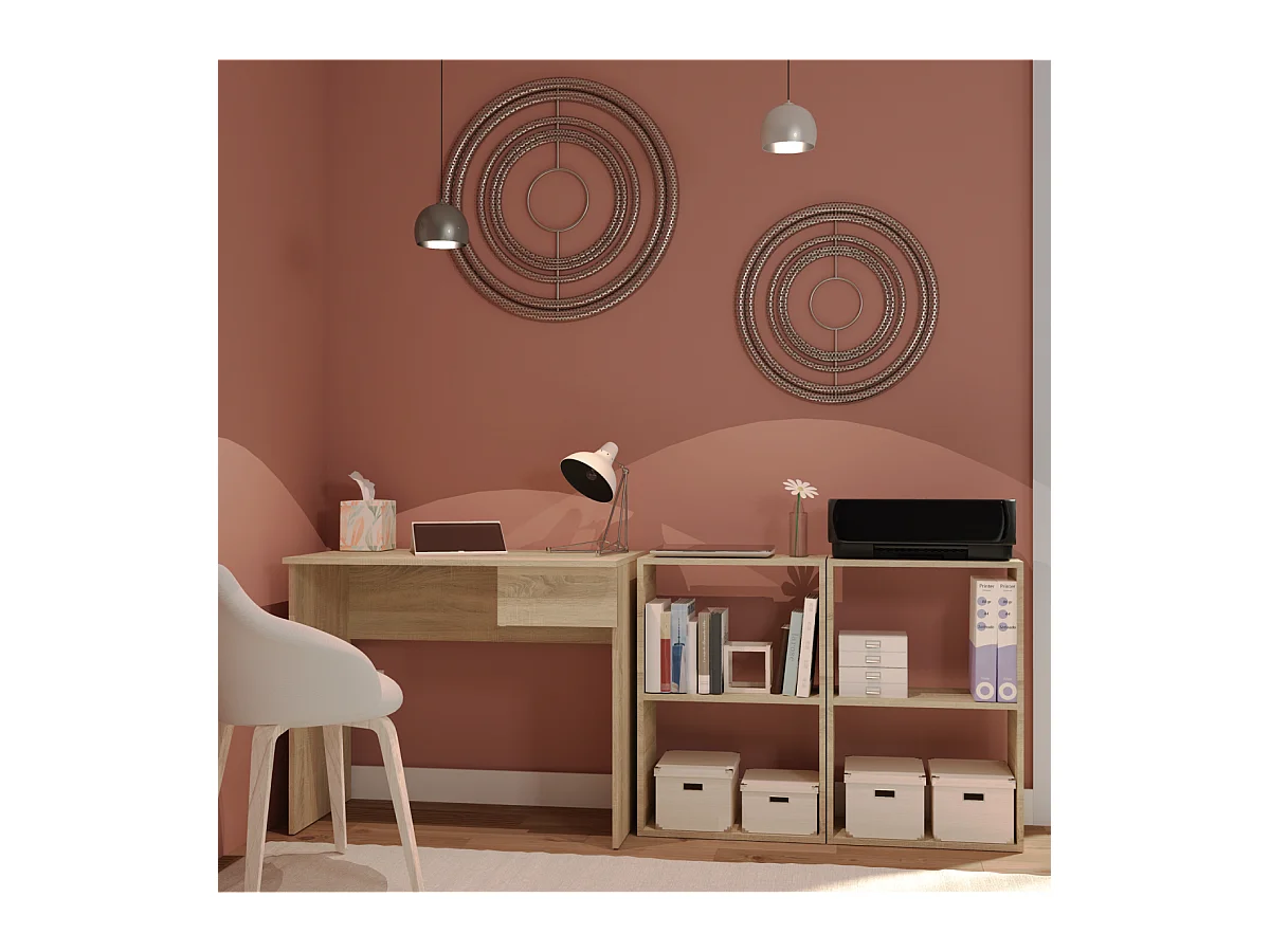 Mesa escritorio Turín con un cajón acabado roble, 75 cm(alto)90 cm(ancho)50 cm(fondo)