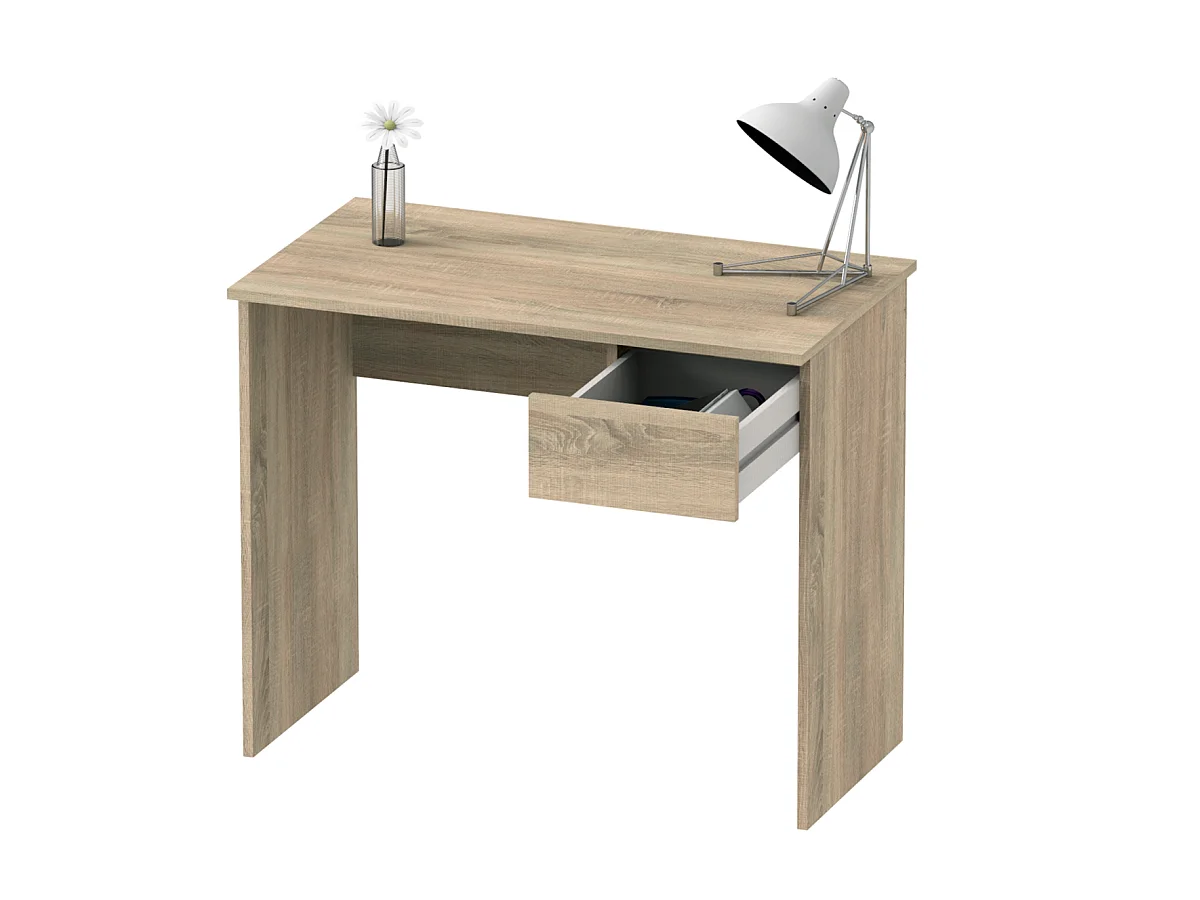 Mesa escritorio Turín con un cajón acabado roble, 75 cm(alto)90 cm(ancho)50 cm(fondo)