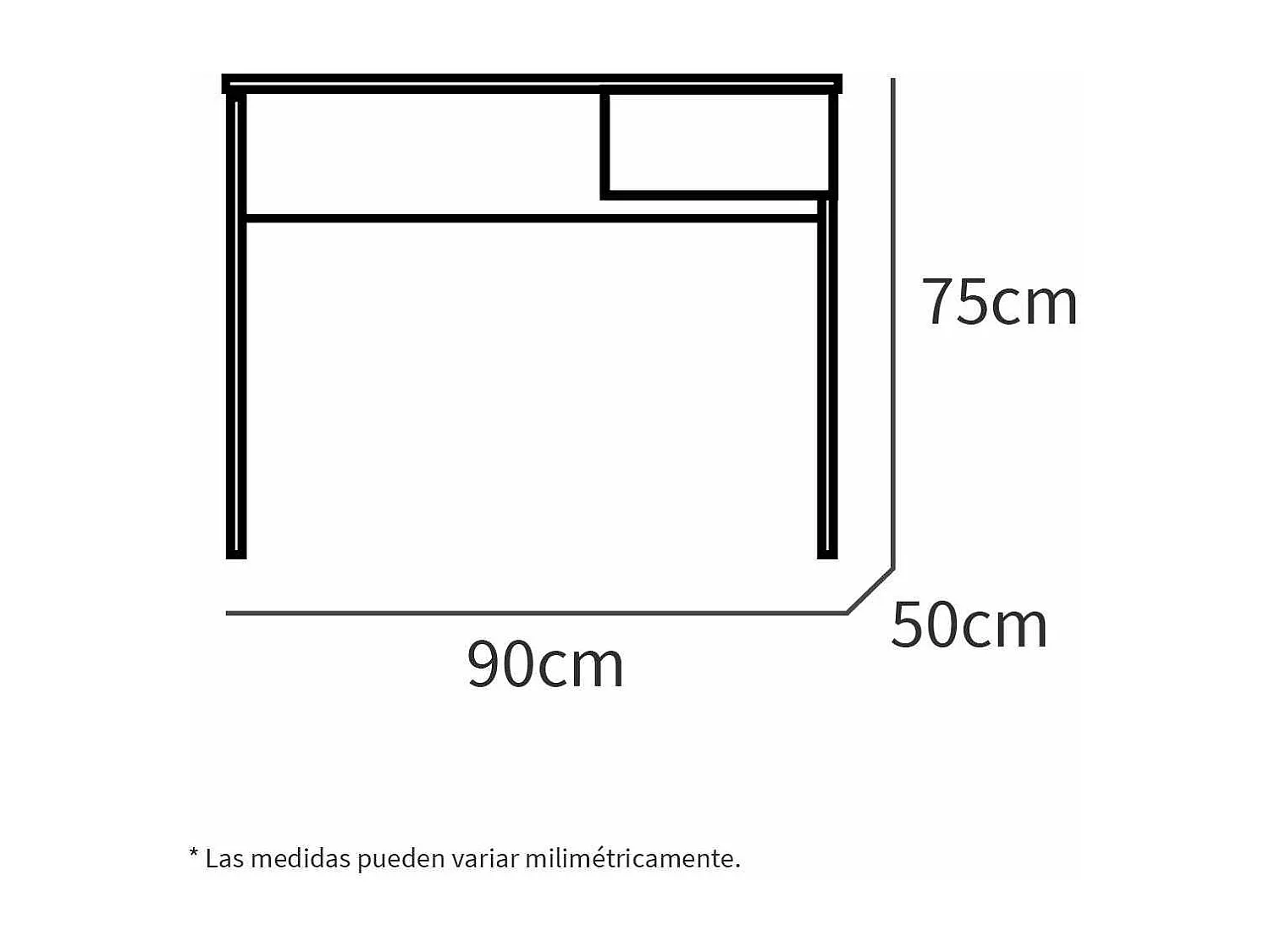 Mesa escritorio Turín con un cajón acabado roble, 75 cm(alto)90 cm(ancho)50 cm(fondo)