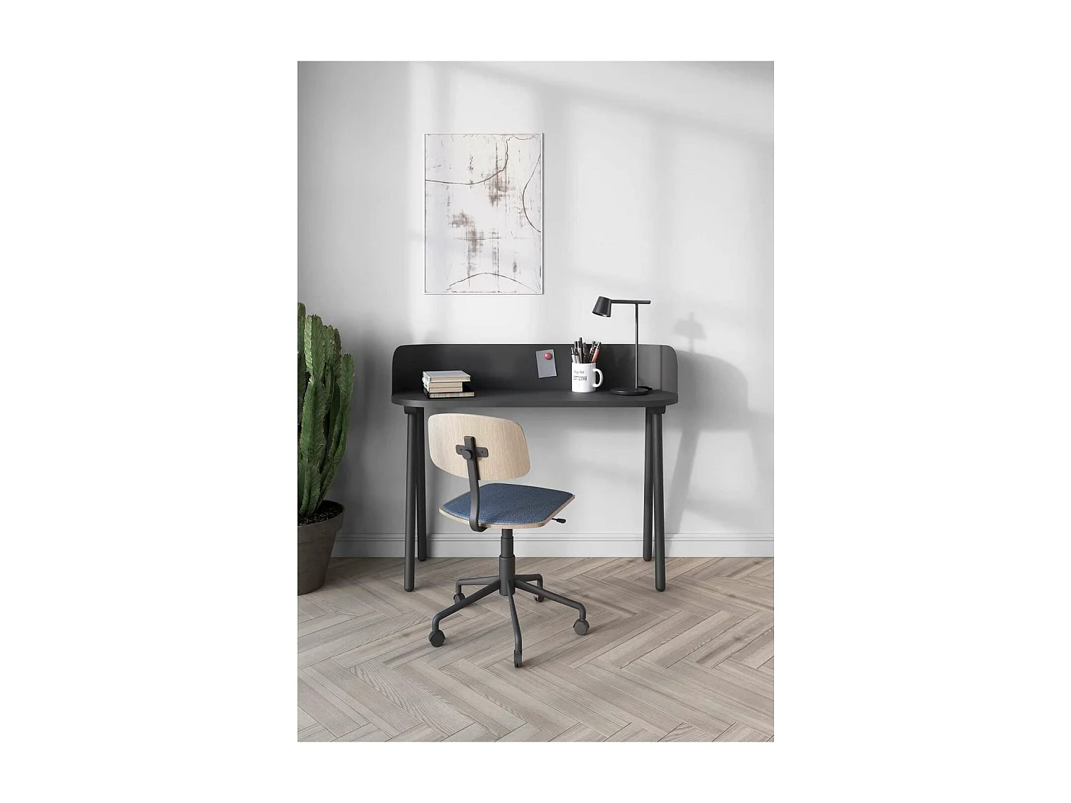 Mesa estudio Mod-634 acabado en color grafito, 40 x 120 x 95 cm (fondo x ancho x alto)