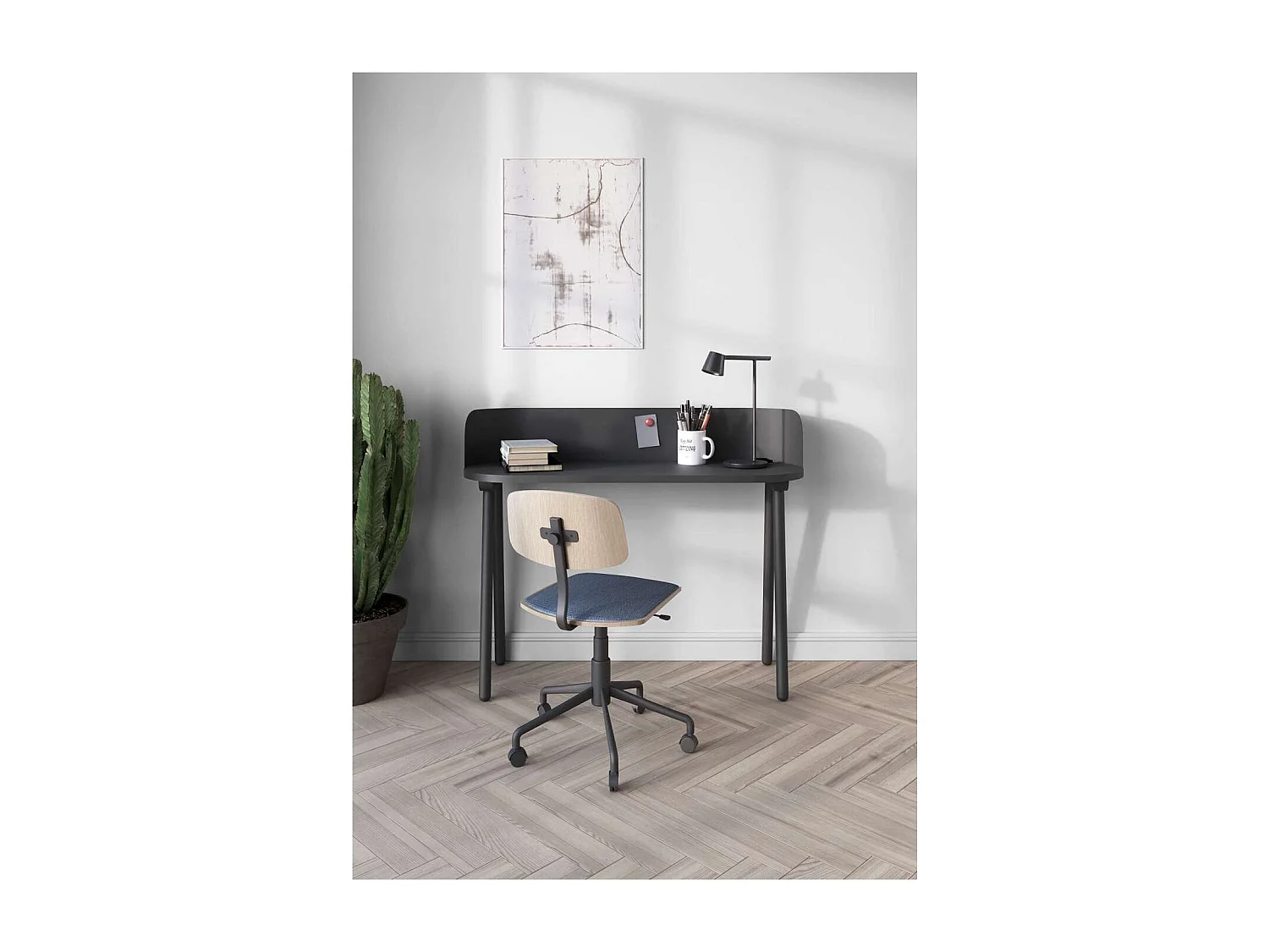 Mesa estudio Mod-634 acabado en color grafito, 40 x 120 x 95 cm (fondo x ancho x alto)