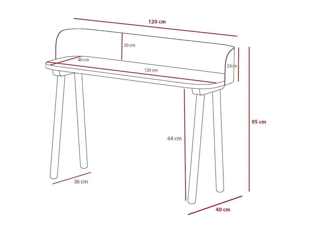 Mesa estudio Mod-634 acabado en color grafito, 40 x 120 x 95 cm (fondo x ancho x alto)