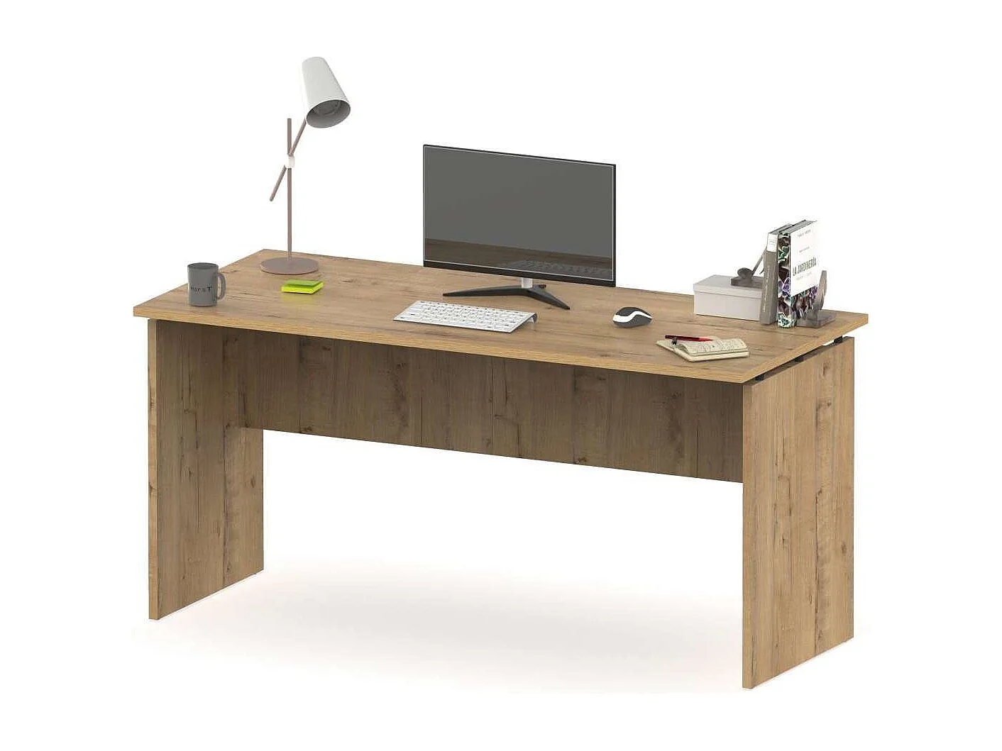 Mesa oficina o despacho Rivoli acabado roble gold, 76cm(alto) 155cm(ancho) 68cm(fondo)