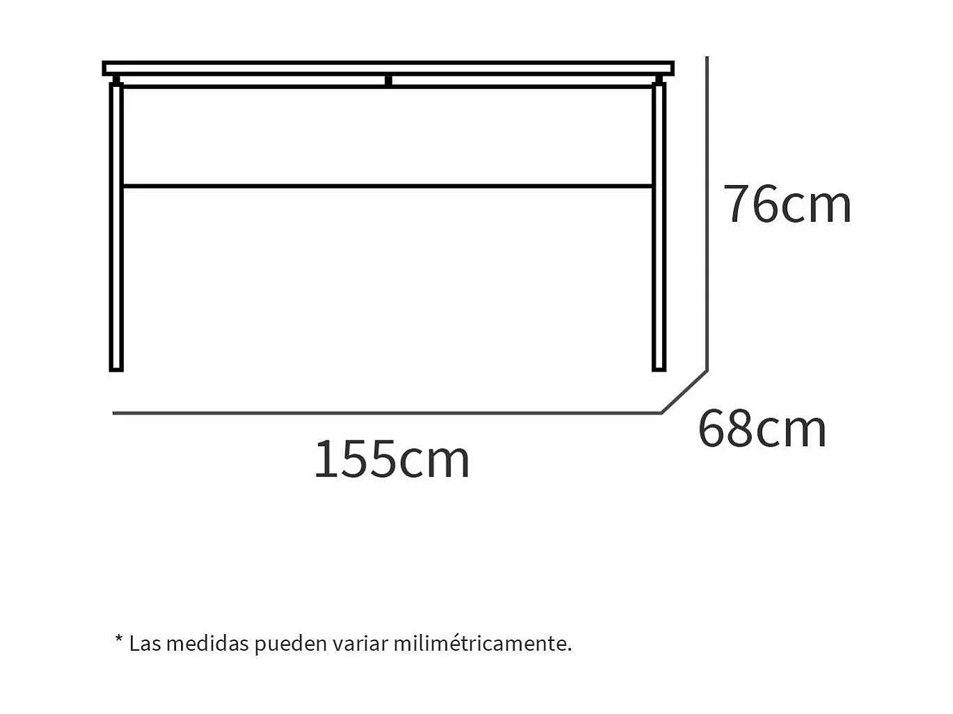 Mesa oficina o despacho Rivoli acabado roble gold, 76cm(alto) 155cm(ancho) 68cm(fondo)