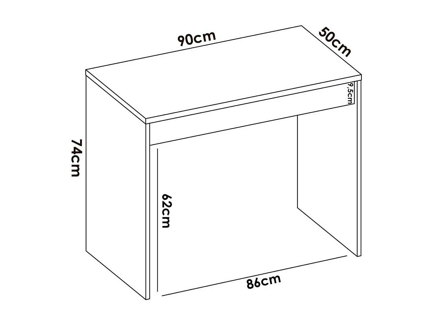 Mesa escritorio Sam con cajón acabado en  Blanco y Natural 74.2 cm(alto) x 89.5 cm (ancho