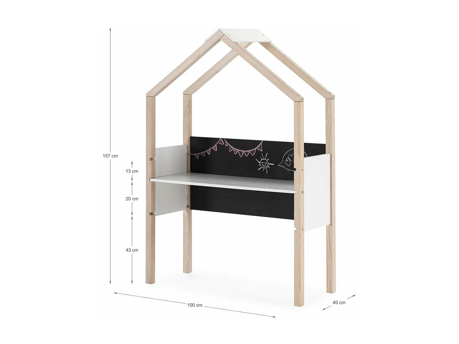 Mesa de estudio modelo Rosalia acabado blanco/cera blanca, 100cm(ancho) 155cm(altura) 40cm