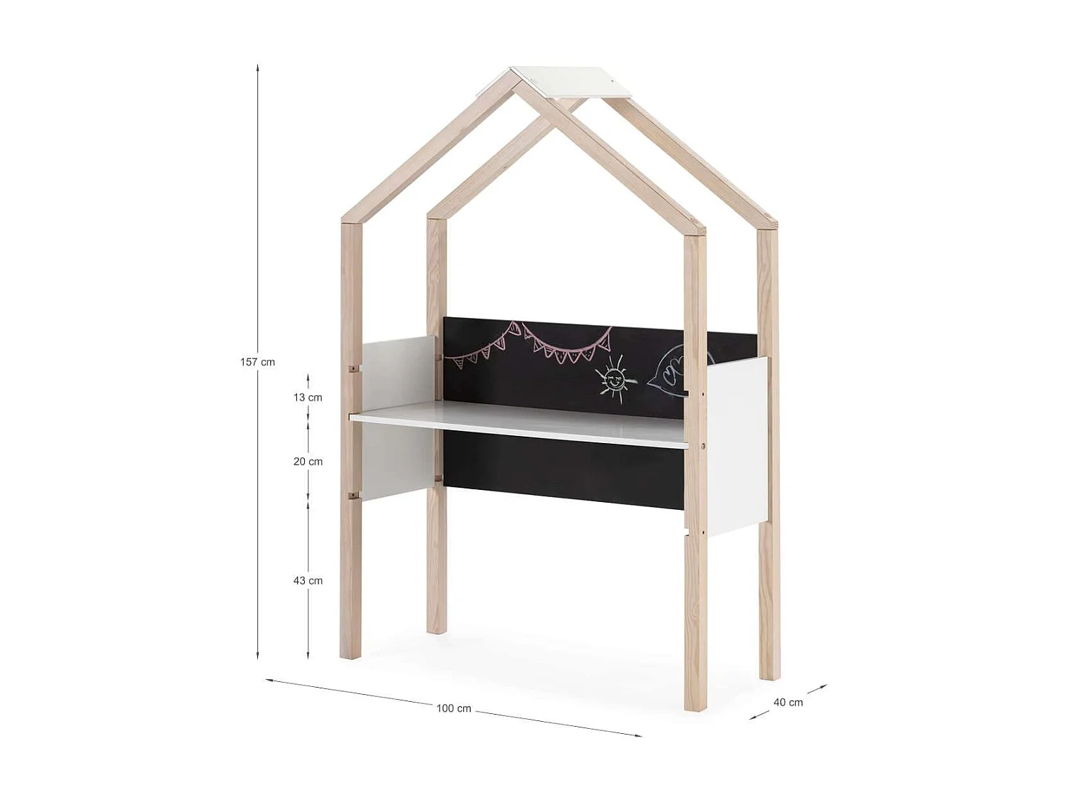 Mesa de estudio modelo Rosalia acabado blanco/cera blanca, 100cm(ancho) 155cm(altura) 40cm