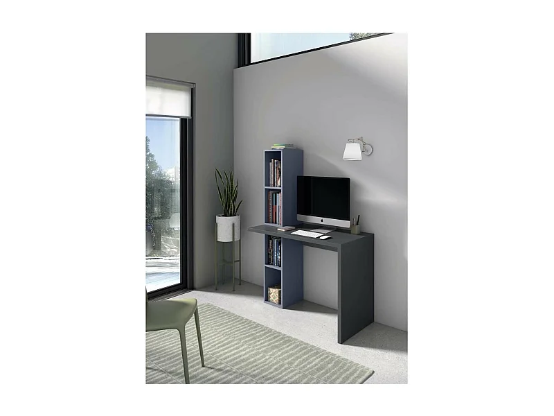 Mesa estudio Mod-Helsinki acabado grafito/azul, 52 x 106 x 149 cm (fondo x ancho x alto)