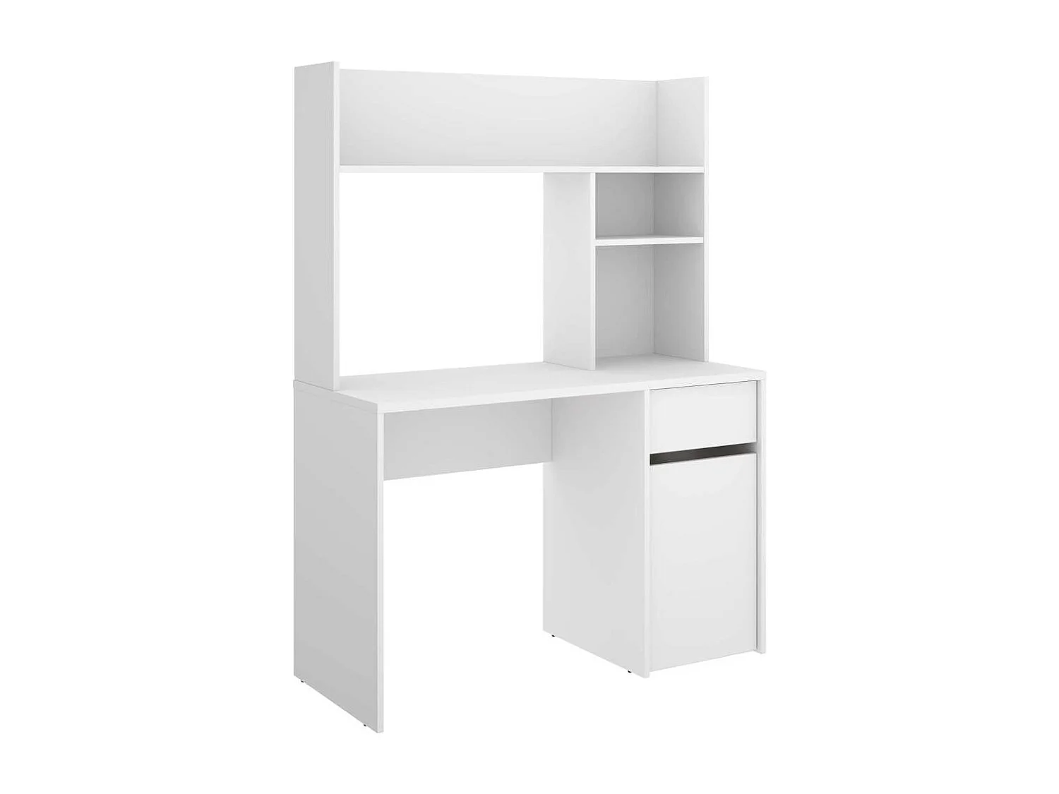 Escritorio Rebeca con puerta + cajón + altillo acabado blanco, 74cm(alto) 110cm(ancho) 50