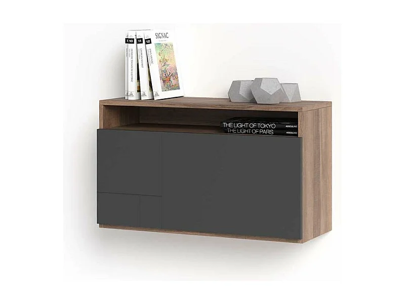 Escritorio suspendido modelo 628 color nogal/grafito. 44x75x30 (alto x ancho x fondo)