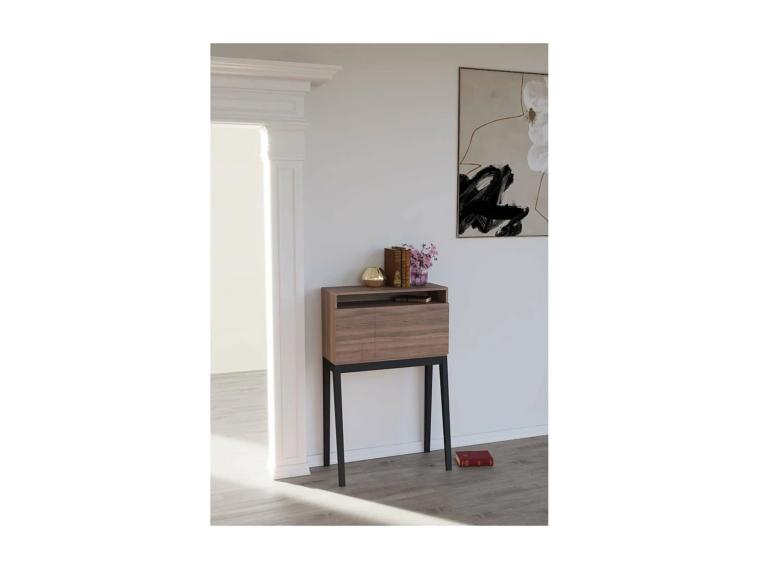 Mesa estudio para colgar Mod-630 acabado nogal, 39 x 75 x 117 cm (fondo x ancho x alto)