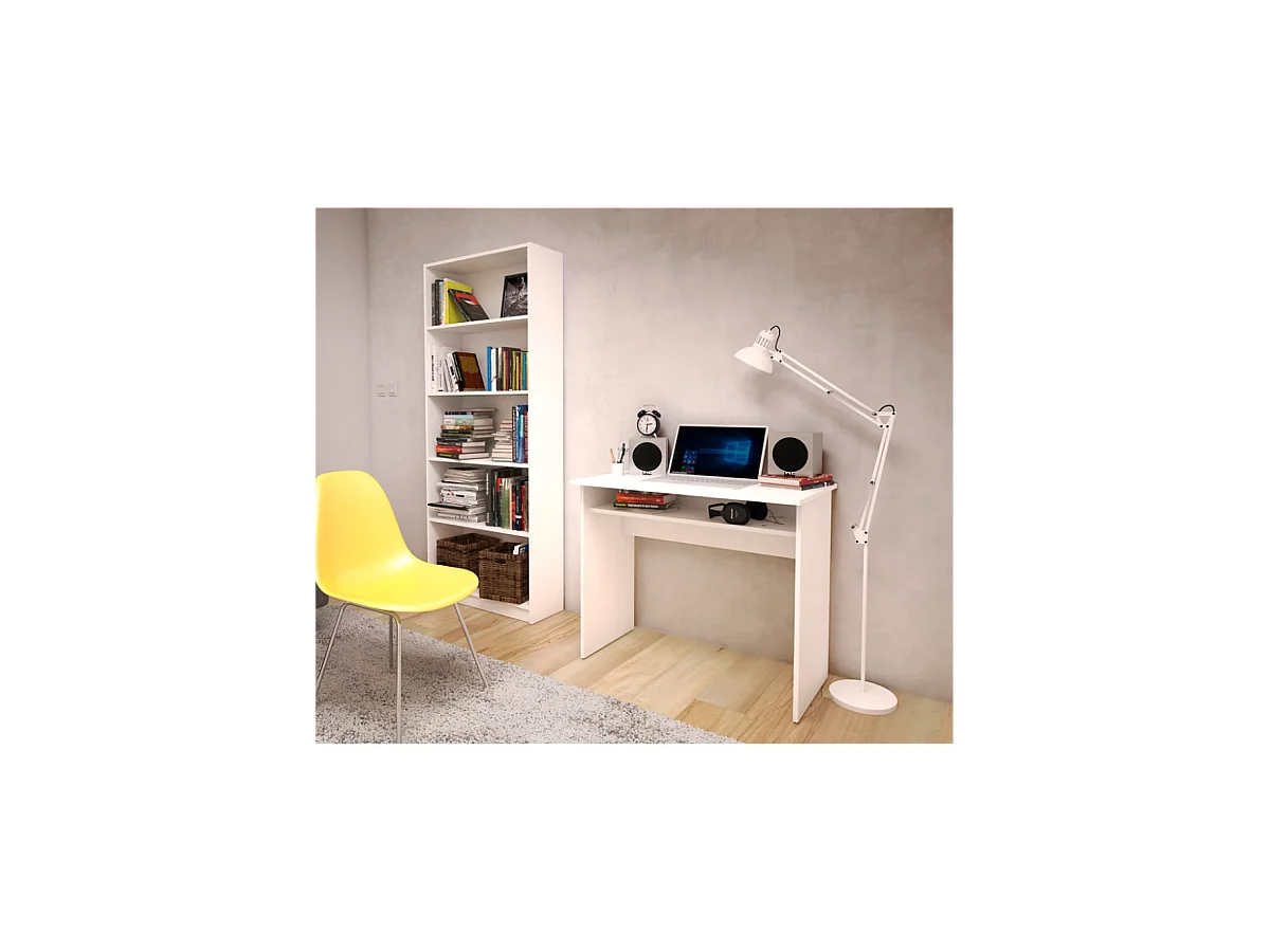 Escritorio Tierra color blanco con balda interior fija. 74 cm(alto)90 cm(ancho)50 cm(fondo