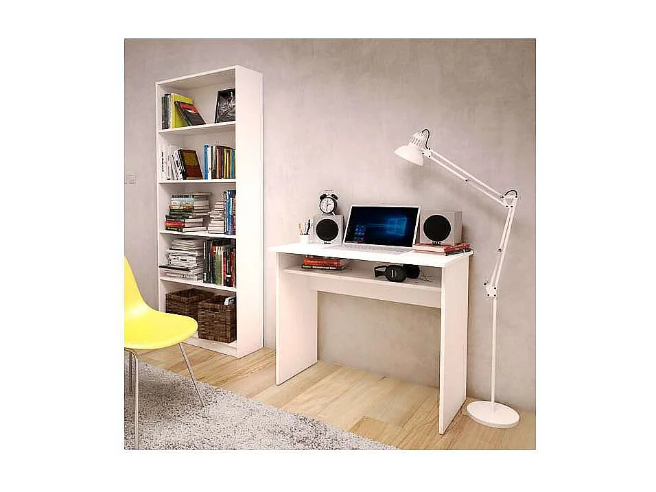 Escritorio Tierra color blanco con balda interior fija. 74 cm(alto)90 cm(ancho)50 cm(fondo