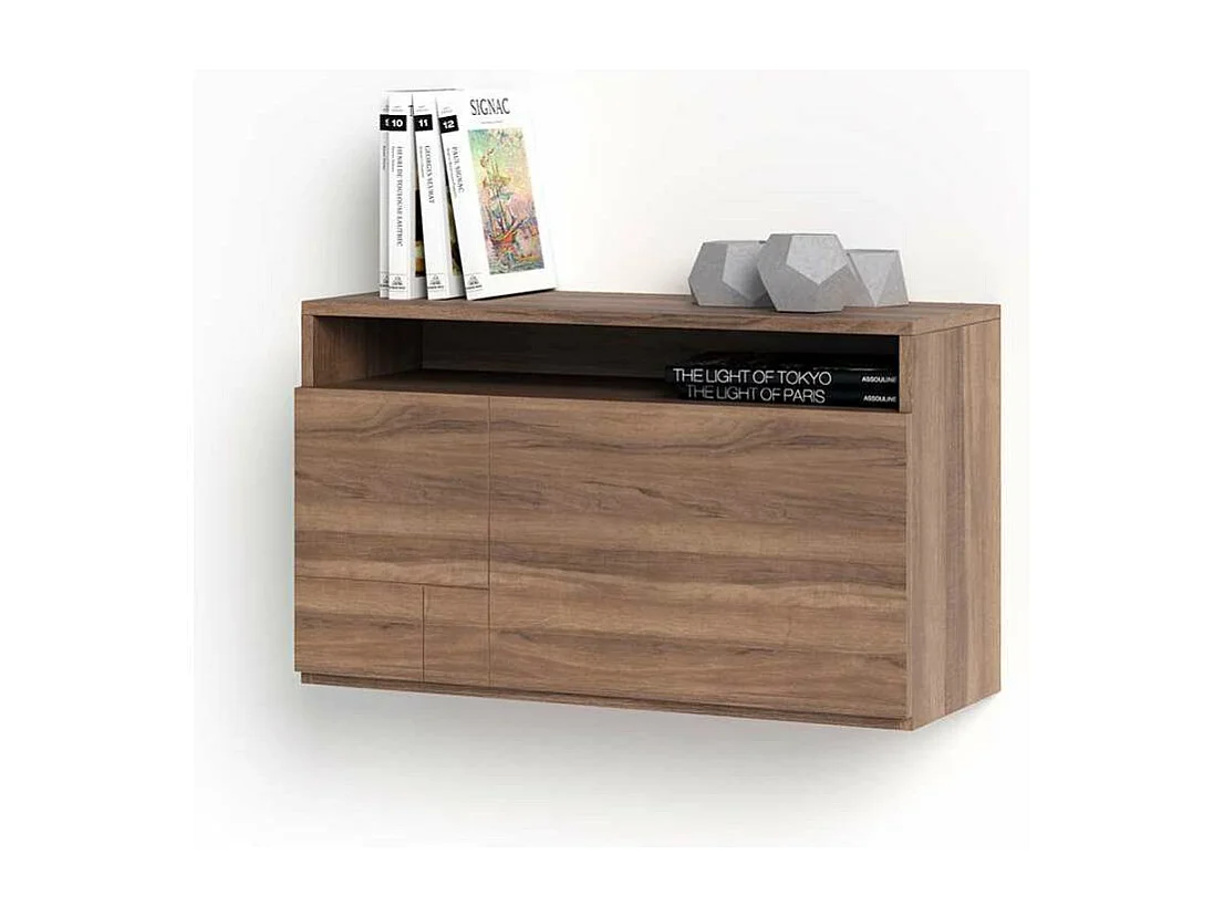 Escritorio suspendido modelo 628 color nogal, 44x75x30 (alto x ancho x fondo)