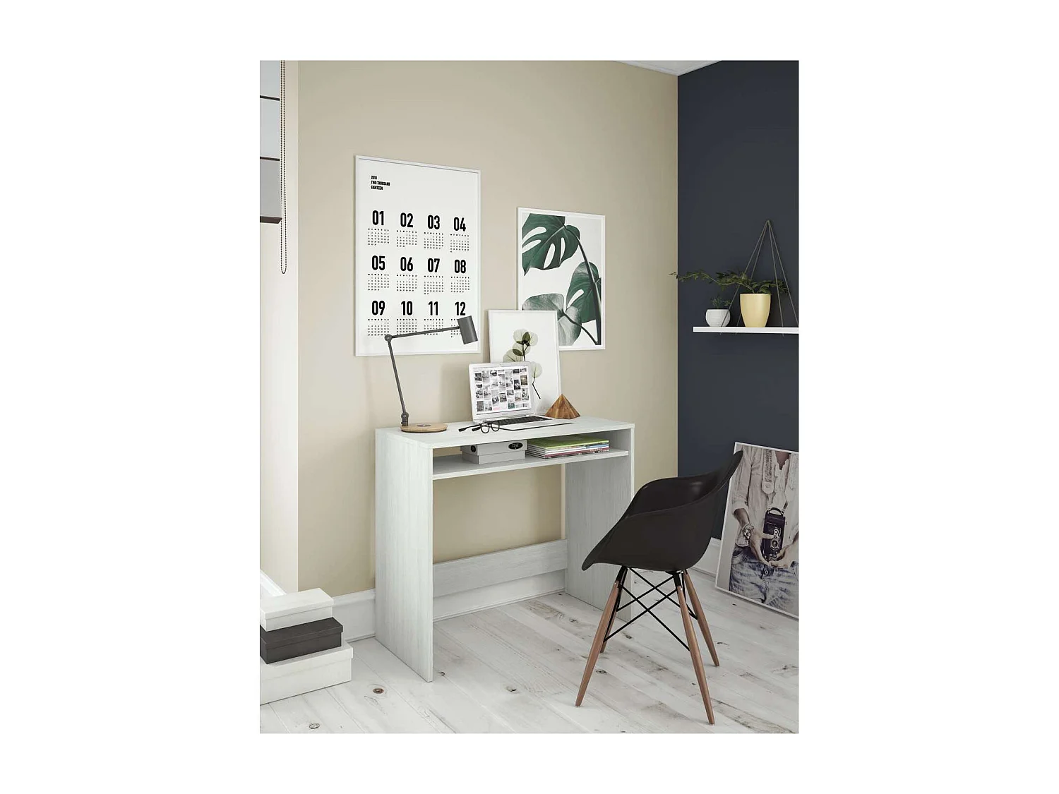 Escritorio Austin con hueco interior fijo en blanco alpes. 78 cm (alto), 79 cm (ancho), 43