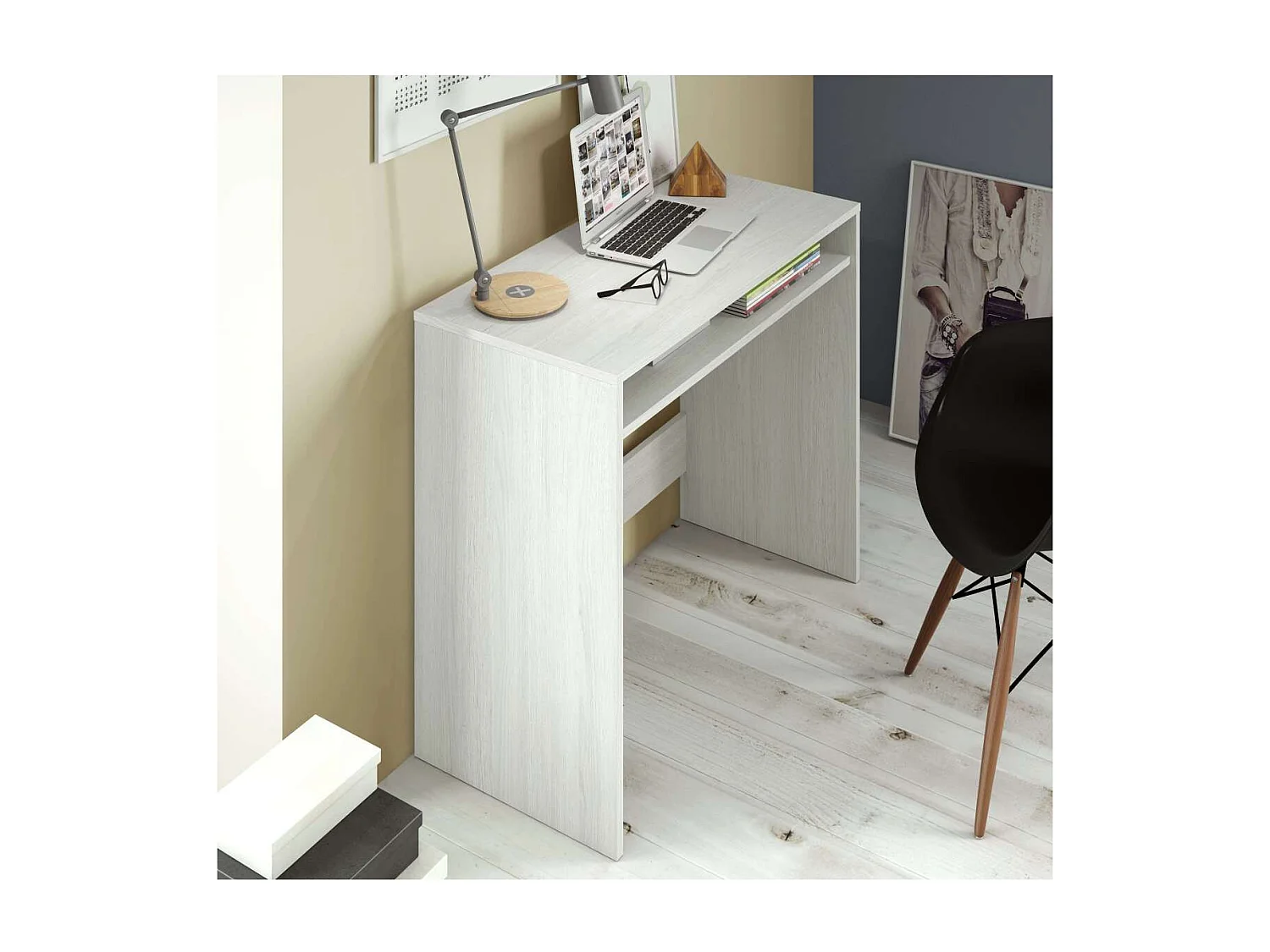 Escritorio Austin con hueco interior fijo en blanco alpes. 78 cm (alto), 79 cm (ancho), 43