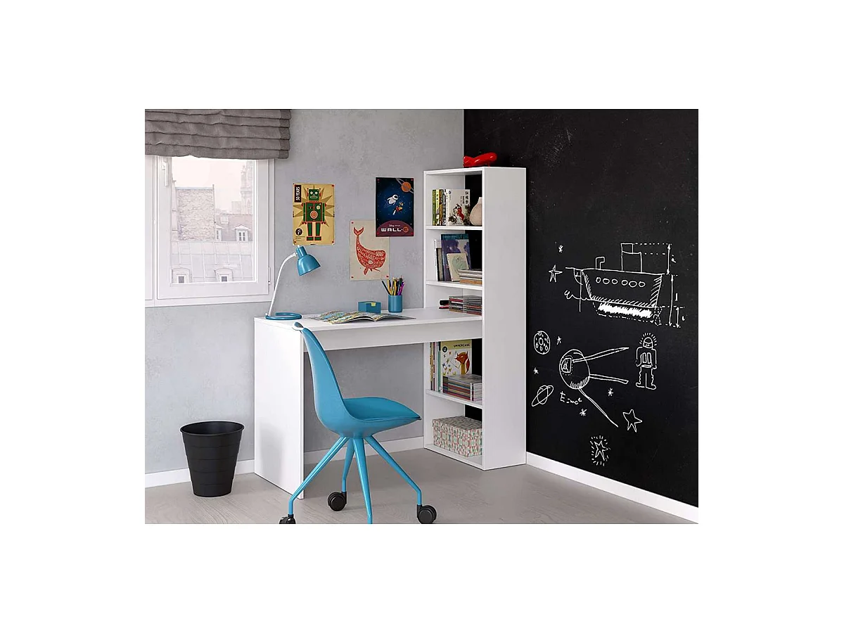 Escritorio con estanteria Boston en blanco artik 144 cm(alto)120 cm(ancho)53 cm(largo)