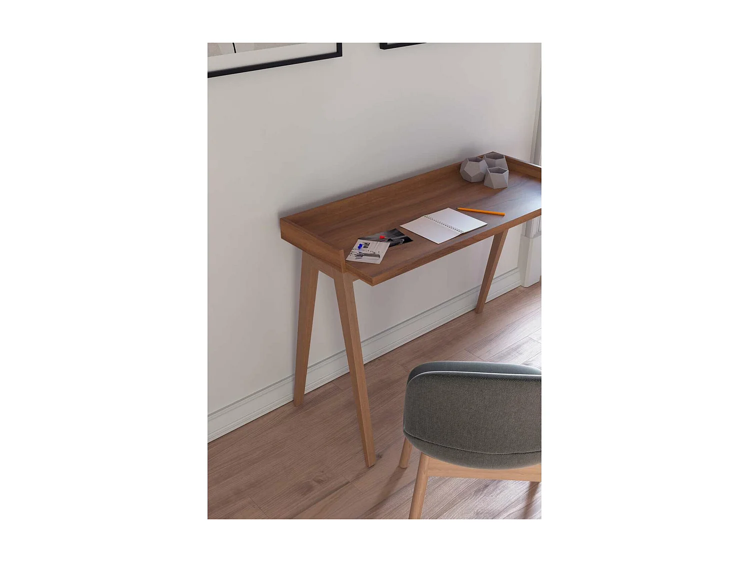 Mesa estudio Mod-Nairobi acabado nogal, 47 x 110 x 81 cm (fondo x ancho x alto)