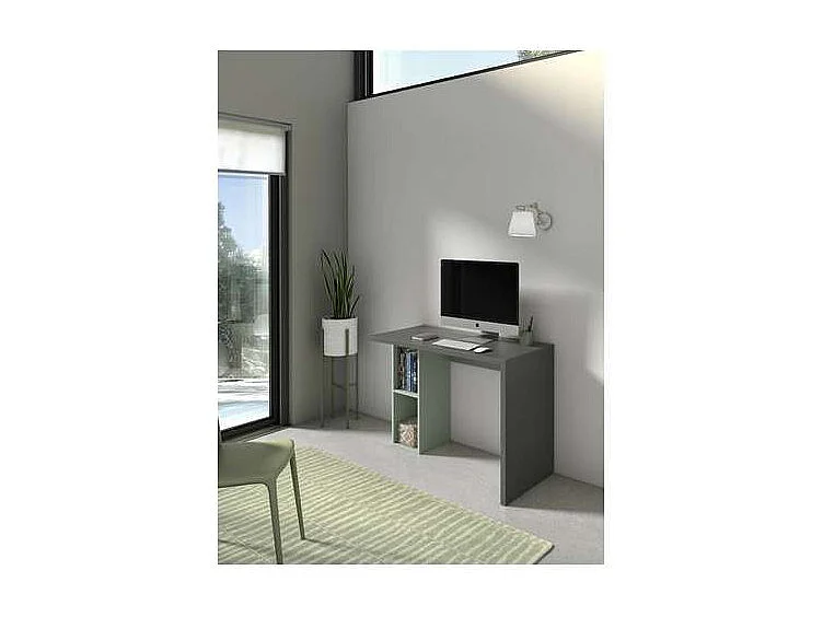 Mesa estudio Mod-Denver acabado grafito/verde, 52 x 105 x 76 cm (fondo x ancho x alto)