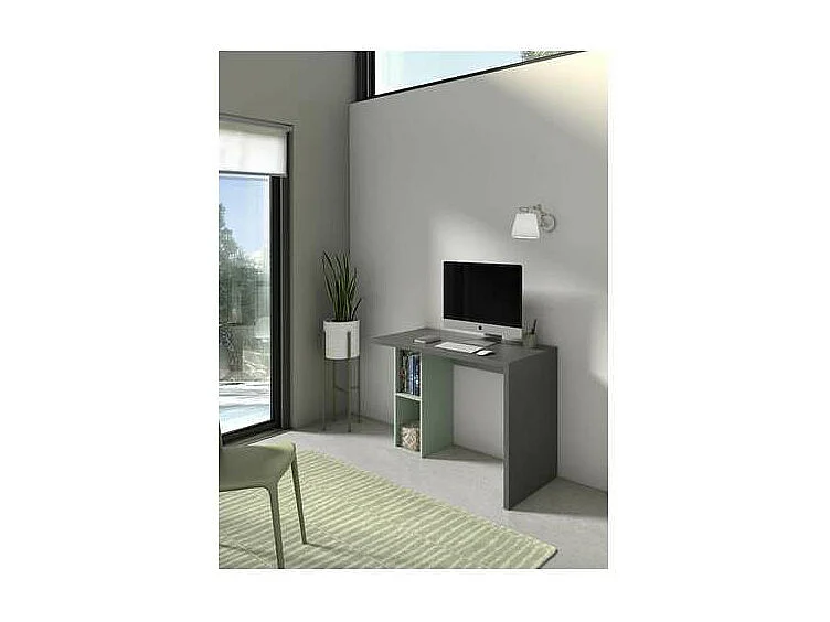 Mesa estudio Mod-Denver acabado grafito/verde, 52 x 105 x 76 cm (fondo x ancho x alto)