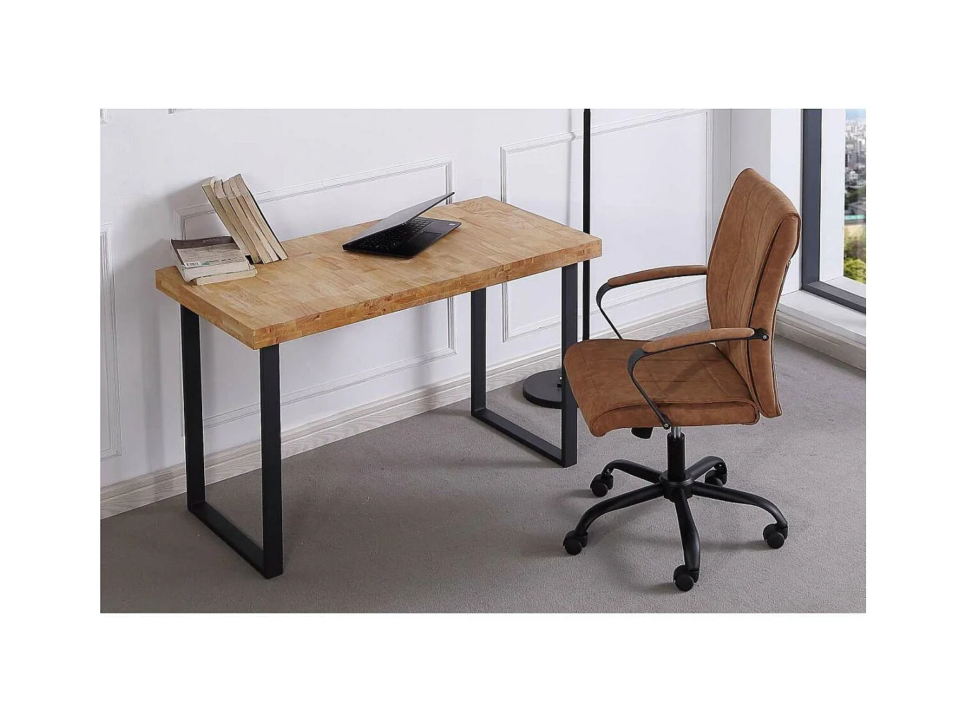 Mesa estudio Natural roble nordish estructura negro 120 cm(ancho) 60 cm(fondo) 73 cm(alto)