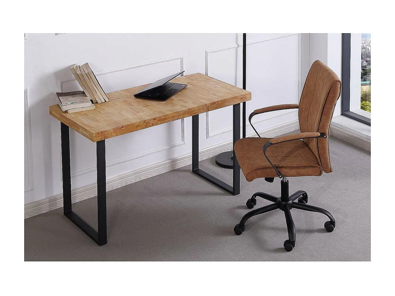 Mesa estudio Natural roble nordish estructura negro 120 cm(ancho) 60 cm(fondo) 73 cm(alto)