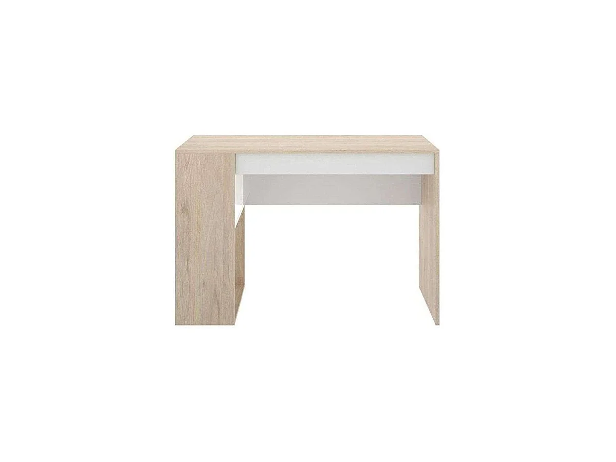 Escritorio Navas con estante y 1 cajon en blanco-natural, 74 cm(alto)115 cm(ancho)50 cm(fo