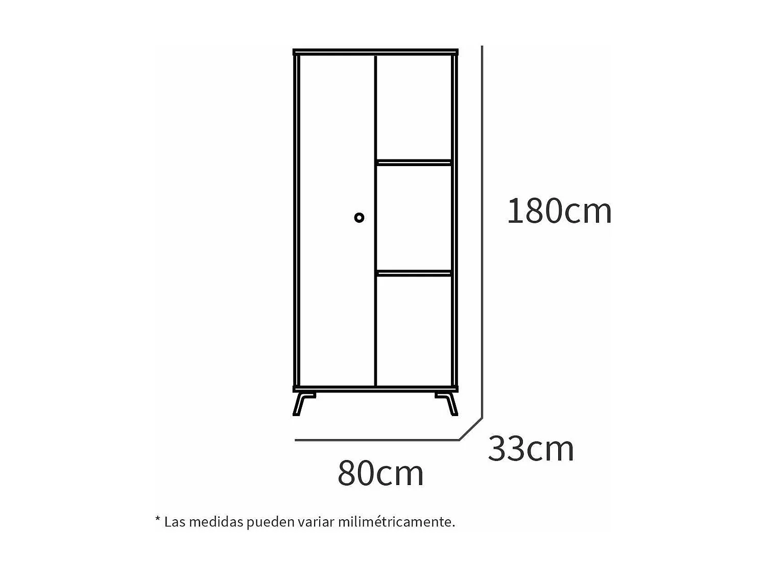 Librería Kamet con puerta corredera acabado roble gold, 180cm(alto) 80cm(ancho) 30cm(fond