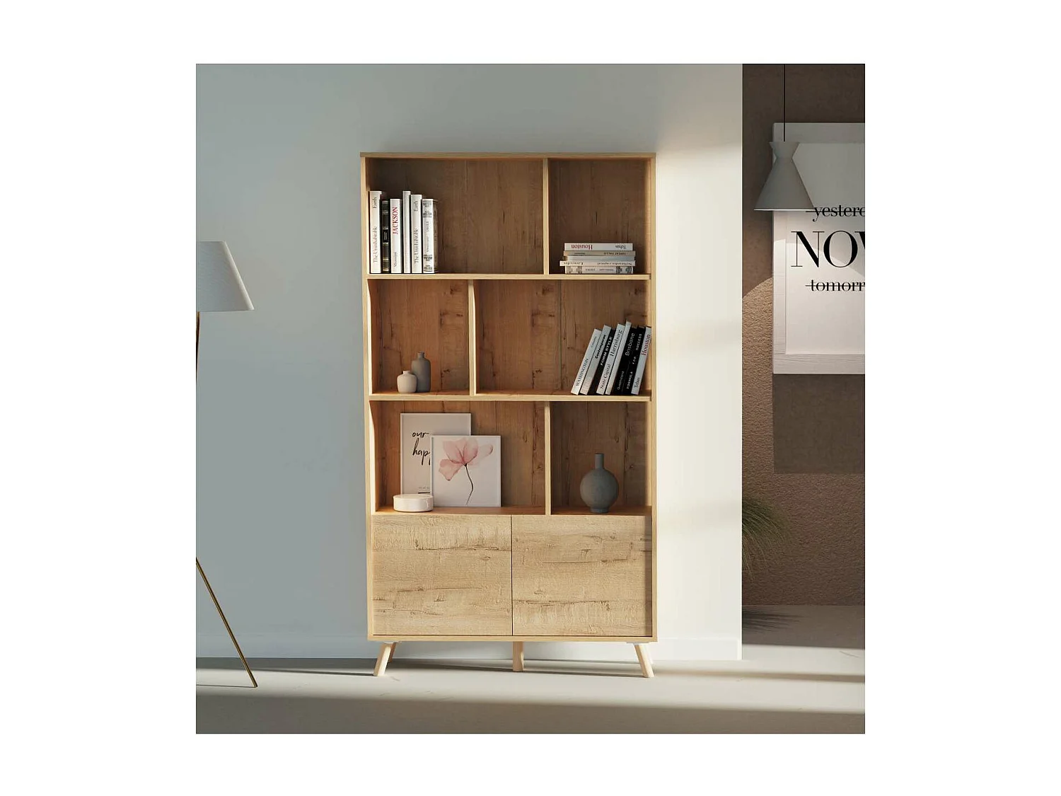 Librería Oslo acabado roble gold, 180cm(alto) 100cm(ancho) 30cm(fondo)