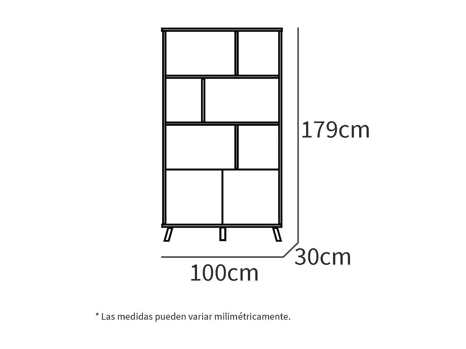 Librería Oslo acabado roble gold, 180cm(alto) 100cm(ancho) 30cm(fondo)