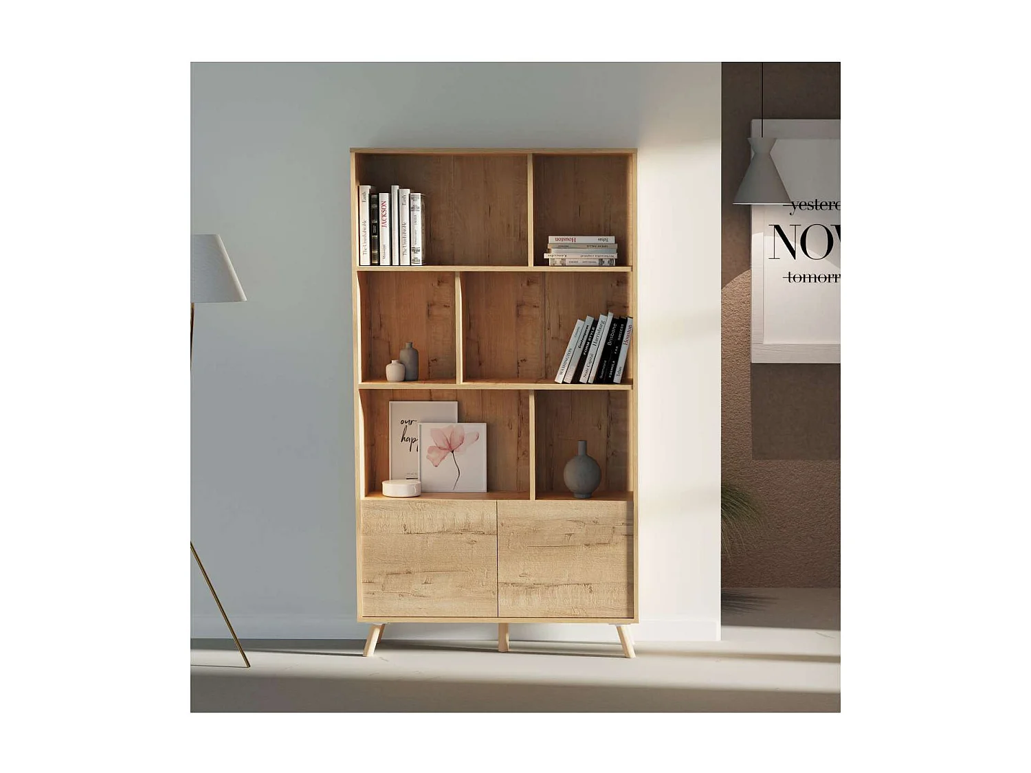 Librería Oslo acabado roble gold, 180cm(alto) 100cm(ancho) 30cm(fondo)