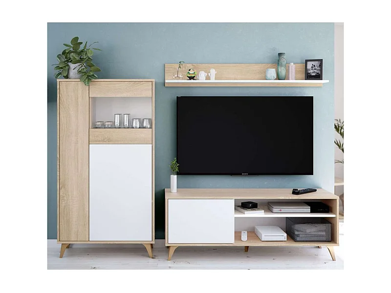 Vitrina 3 puertas Gala acabado roble/blanco 142 cm(alto) 77 cm(ancho)33 cm(largo)