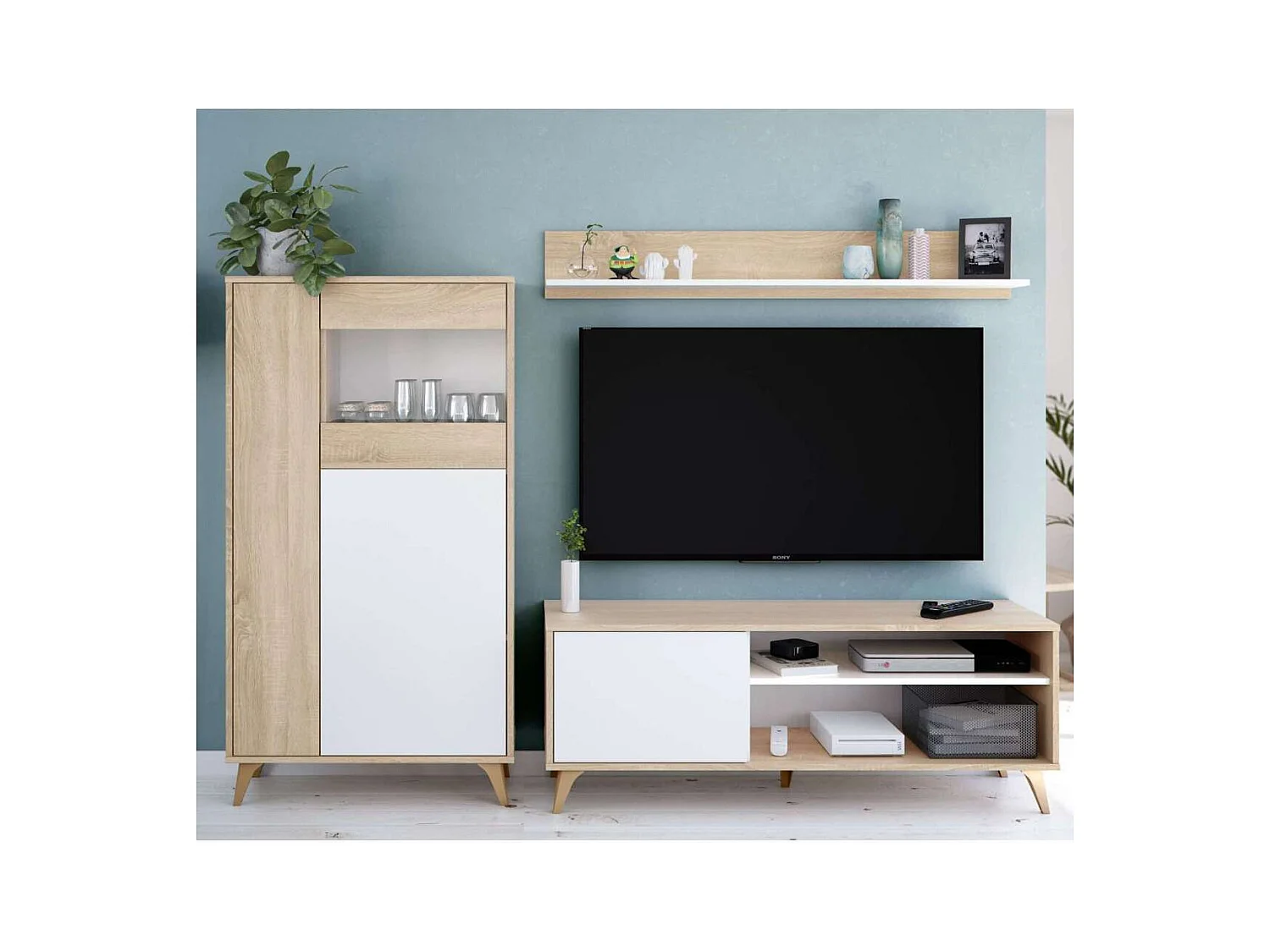Vitrina 3 puertas Gala acabado roble/blanco 142 cm(alto) 77 cm(ancho)33 cm(largo)