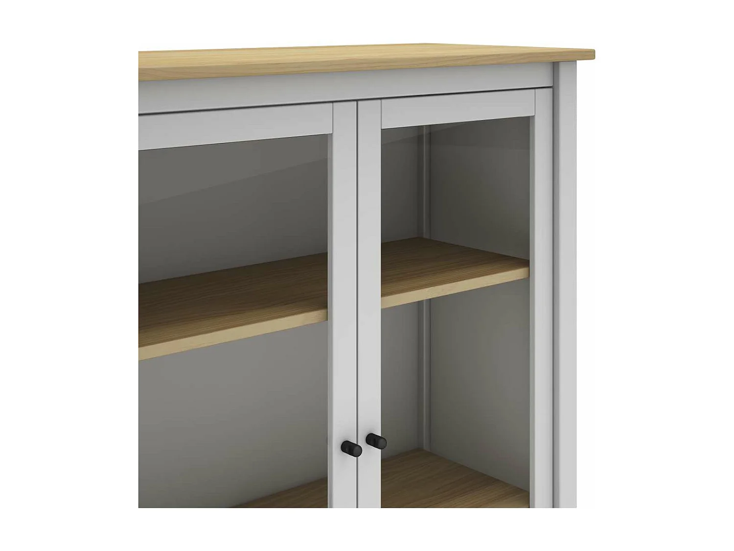 Mueble vitrina para comedor modelo Miguel 2 puertas acabado blanco/roble, 40cm(fondo) 110c