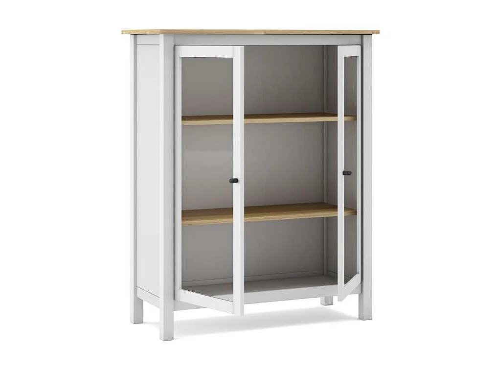 Mueble vitrina para comedor modelo Miguel 2 puertas acabado blanco/roble, 40cm(fondo) 110c