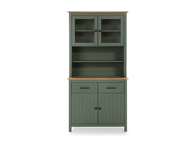 Vitrina 4 puertas 2 cajones Mariana acabado verde, 180 cm(alto) 90 cm(ancho) 40 cm(largo)