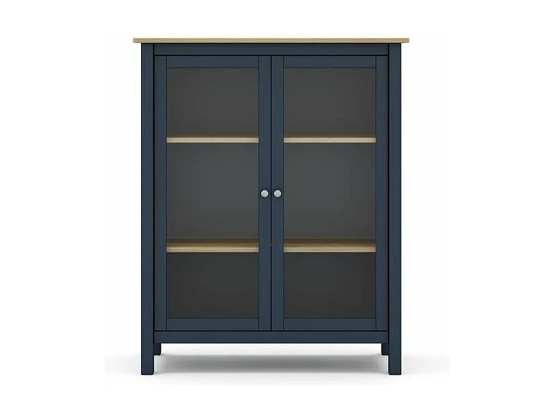 Mueble vitrina para comedor modelo Miguel 2 puertas acabado azul/roble, 40cm(fondo) 110cm(