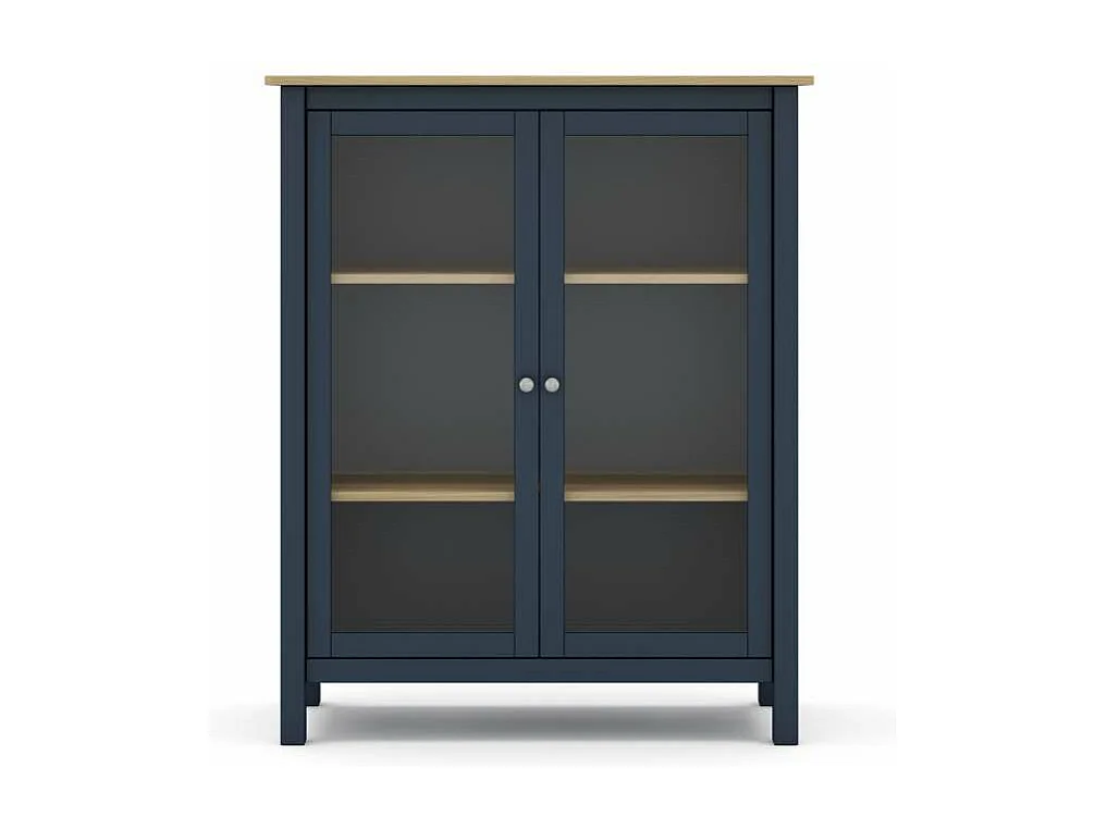 Mueble vitrina para comedor modelo Miguel 2 puertas acabado azul/roble, 40cm(fondo) 110cm(