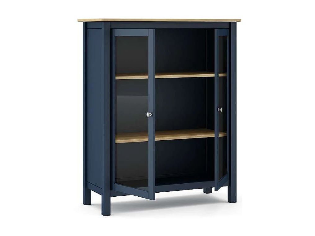 Mueble vitrina para comedor modelo Miguel 2 puertas acabado azul/roble, 40cm(fondo) 110cm(