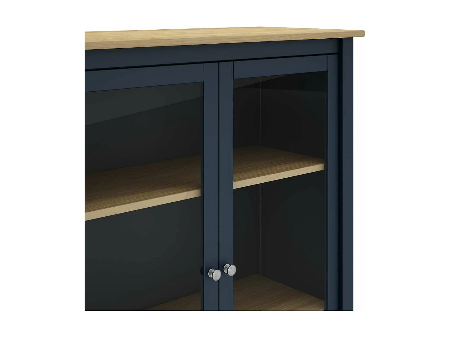 Mueble vitrina para comedor modelo Miguel 2 puertas acabado azul/roble, 40cm(fondo) 110cm(