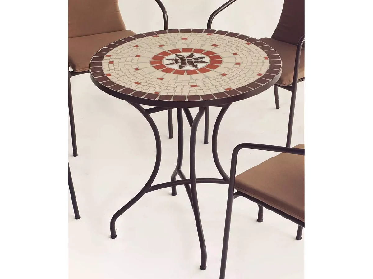 Mesa terraza jardin mosaico Sicilia-75, 75cm(ancho) 75cm(altura) 75cm(fondo)