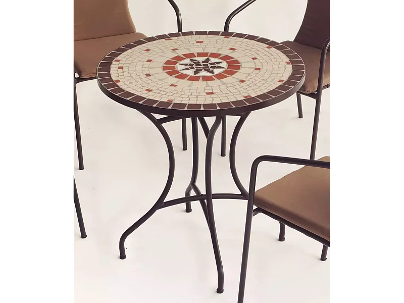 Mesa terraza jardin mosaico Sicilia-75, 75cm(ancho) 75cm(altura) 75cm(fondo)