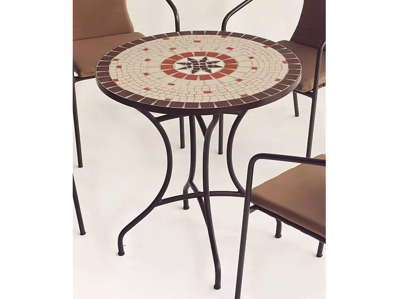 Mesa terraza jardin mosaico Sicilia-75, 75cm(ancho) 75cm(altura) 75cm(fondo)