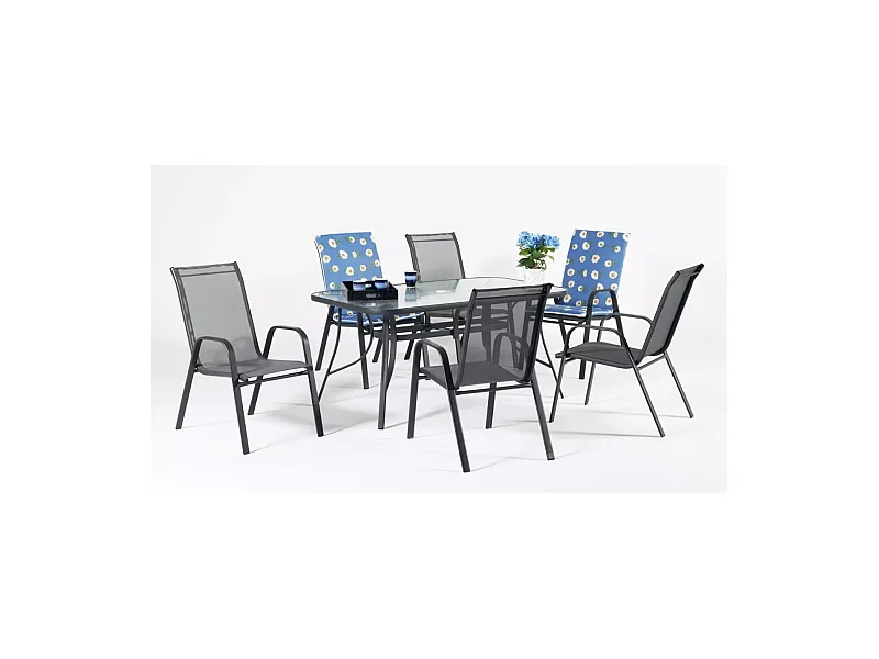 Mesa terraza jardín acero Sulam-150 en acabado antracita 150cm(ancho) 75cm(altura) 90cm(f